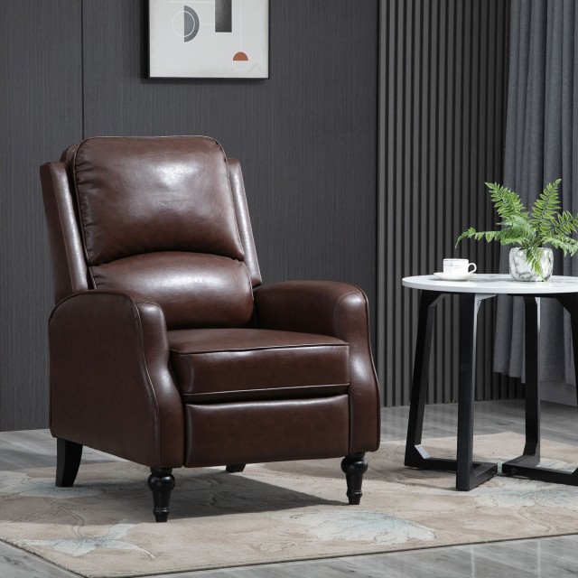 HOMCOM Manual Ανακλινόμενη Πολυθρόνα Relax σε καφέ δερματίνη 833-969