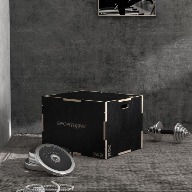 SPORTNOW Plyometric Jump Box σε 3 ύψη σε αντιολισθητικό ξύλο, 76-61-51cm, μαύρο A93-055V02BK