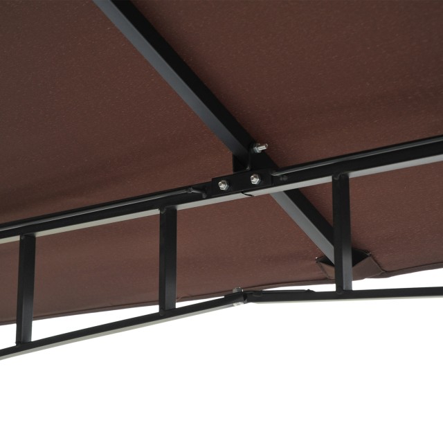 Outsunny Garden Gazebo 3x3m με κουνουπιέρα, πολυεστερική κατασκευή στέγης 2 επιπέδων σε καφέ μέταλλο 84C-010CF