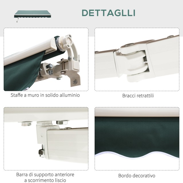 Εγχειρίδιο Outsunny Awning Roller Blind Επιτοίχιο Polyester Fabric 2.5? 2μ Πράσινο 100110-005G