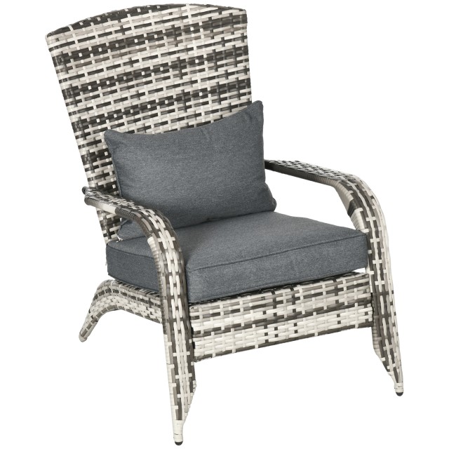 Outsunny Adironrack Καρέκλα Κήπου με μπράτσα, σε Rattan and Steel, 64x80x90 cm, Γκρι 867-068V00GY