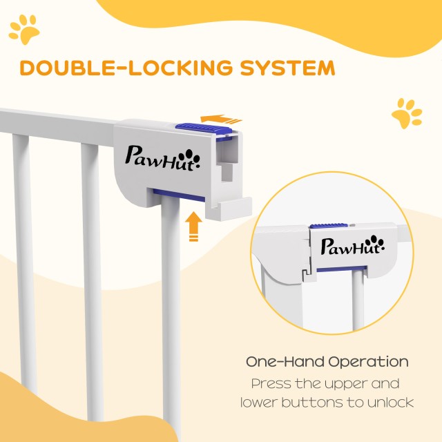 PawHut 3-Panel Medium Dog Gate με διπλό σύστημα κλειδώματος, 206x90...