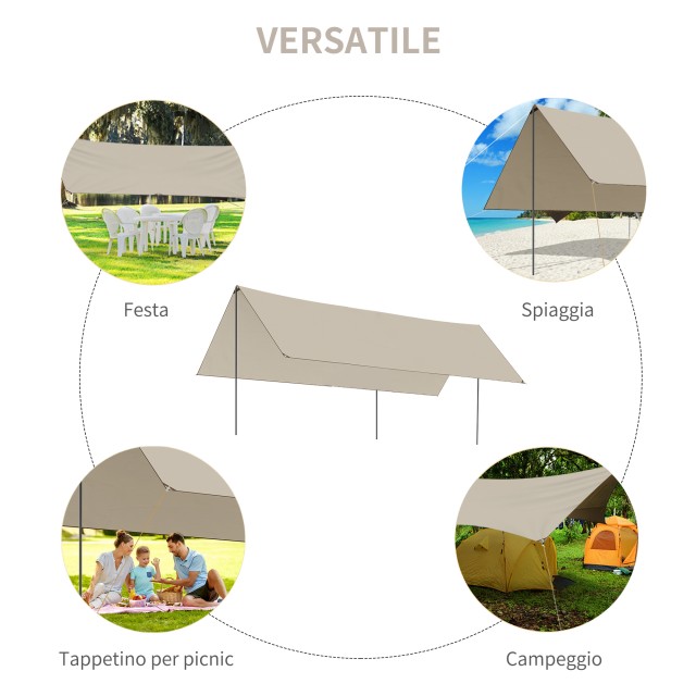 Outsunny Oxford Fabric Protective Shade Tarp με τσάντα, σχοινιά, μανταλάκια και κοντάρια, 300x500x240 cm A20-318V02KK