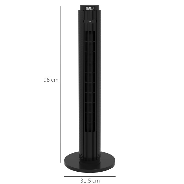 Ανεμιστήρας Tower 45W με 4 λειτουργίες και 3 ταχύτητες με χρονοδιακόπτη 12 ωρών, σε ABS, Ø31,5x96 cm, Μαύρο 824-076V90BK