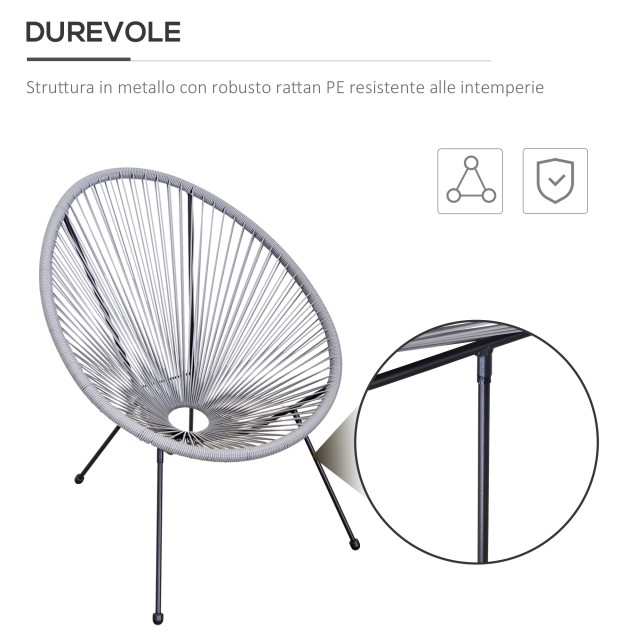 Outsunny σετ 4 οβάλ καρέκλες κήπου σε PE Rattan και μέταλλο ανθεκτι...