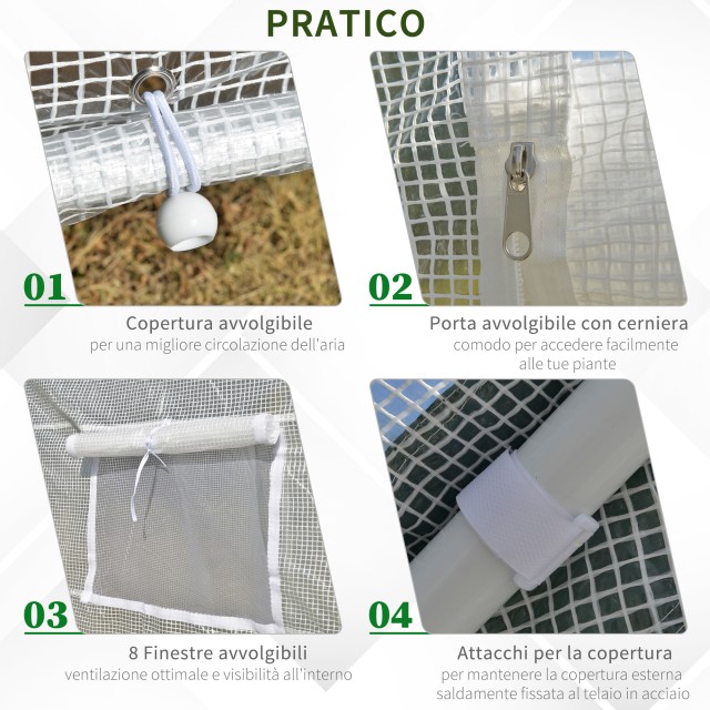 Outsunny Garden Θερμοκήπια Γεωργικά Θερμοκήπια με 8 Παράθυρα Κάλυμμα PE Χάλυβας κατασκευής 600x300x240cm 845-409