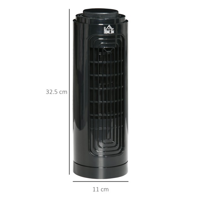 HOMCOM Column Fan Oscillating 3 Speeds and Low Noise, σε ABS και Χάλκινο, Ø11x32,5 cm, Μαύρο 824-060V90BK