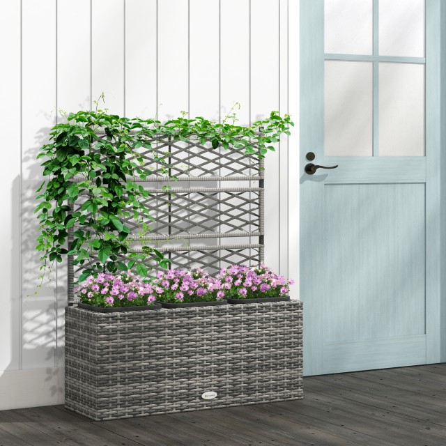Outsunny Planter με πλέγμα για αναρρίχηση με 3 γλάστρες από ατσάλι ...