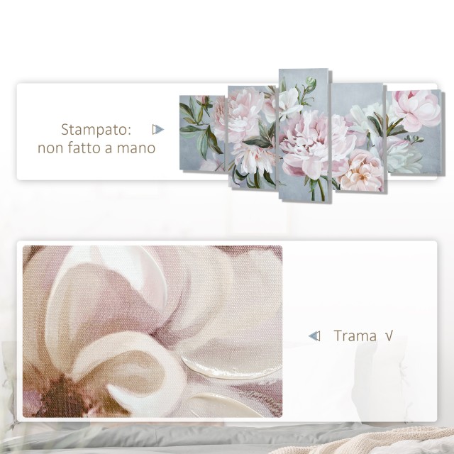 HOMCOM Canvas Prints Flowers, Ξύλο πεύκου για το σπίτι και το γραφείο, 200x100cm, Πολύχρωμο L00-020