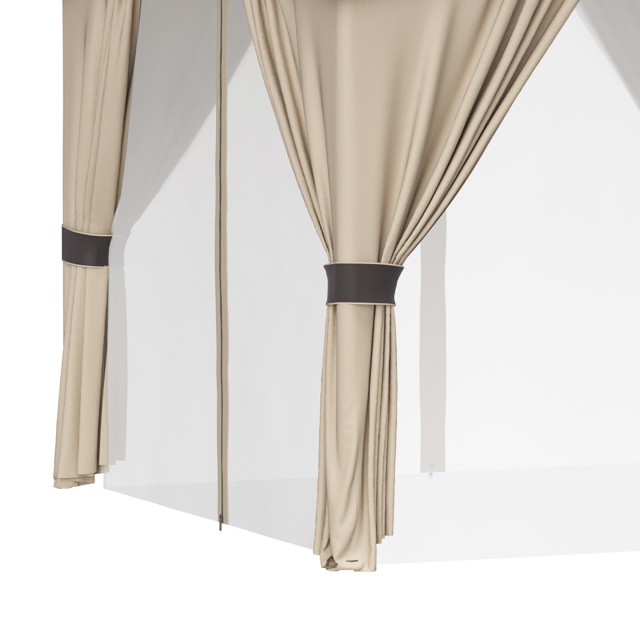 Outsunny 3x3m Steel Garden Gazebo με διπλό κουβούκλιο, πλέγμα και κουρτίνες που περιλαμβάνονται, μπεζ και γκρι 84C-368V00BG