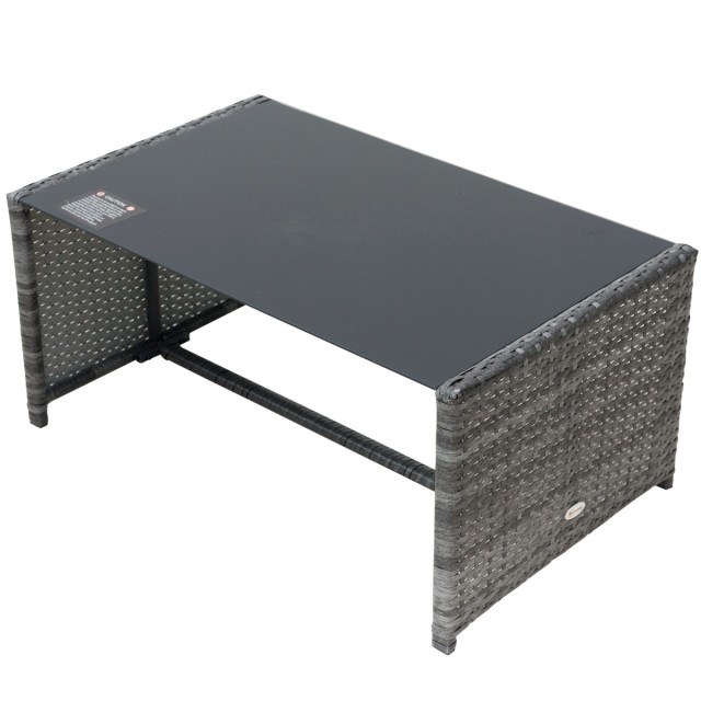 Outsunny σετ επίπλων κήπου σε καναπέ PE Rattan Grey με 2 πολυθρόνες και τραπεζάκι σαλονιού 860-064