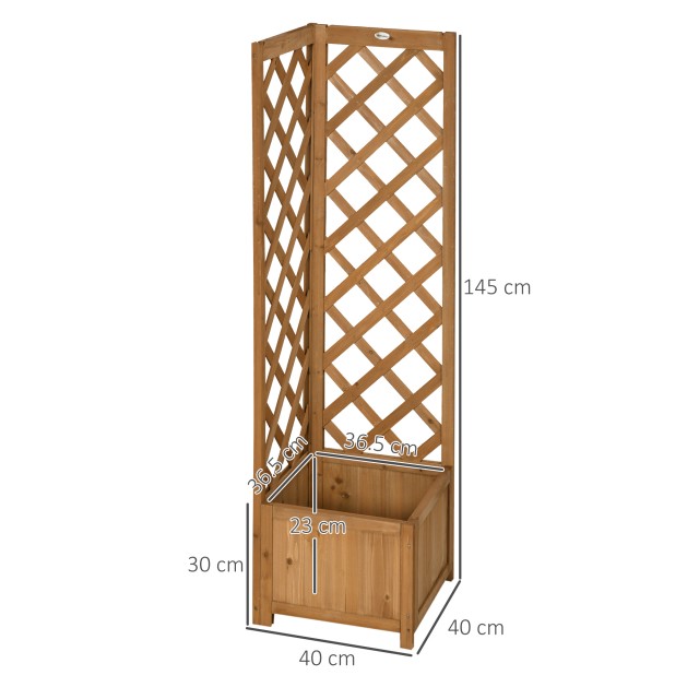 Outsunny Καφετιά έλατο Wood Hollow Bottom Ζαρντινιέρα κήπου με σχάρα για αναρρίχηση και διακοσμήσεις, 40x40x145cm 845-776V00BN