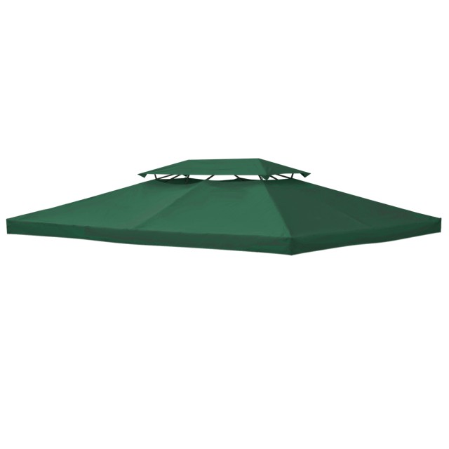 Outsunny 4x3m 2-Tier Polyester Gazebo κάλυμμα με ιμάντες και 10 οπές αποστράγγισης, πράσινο 84C-102GN