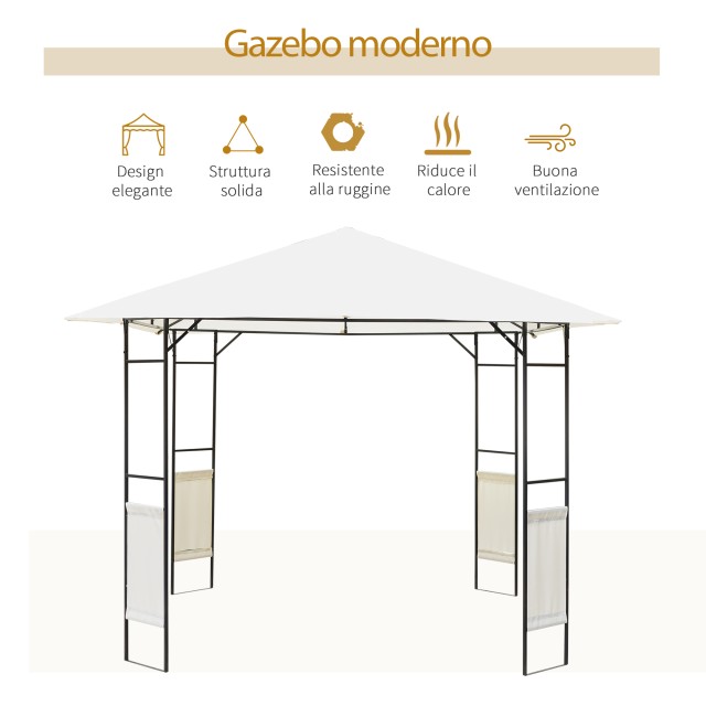 Outsunny Awning Gazebo White Metal 3x3m 01-0867