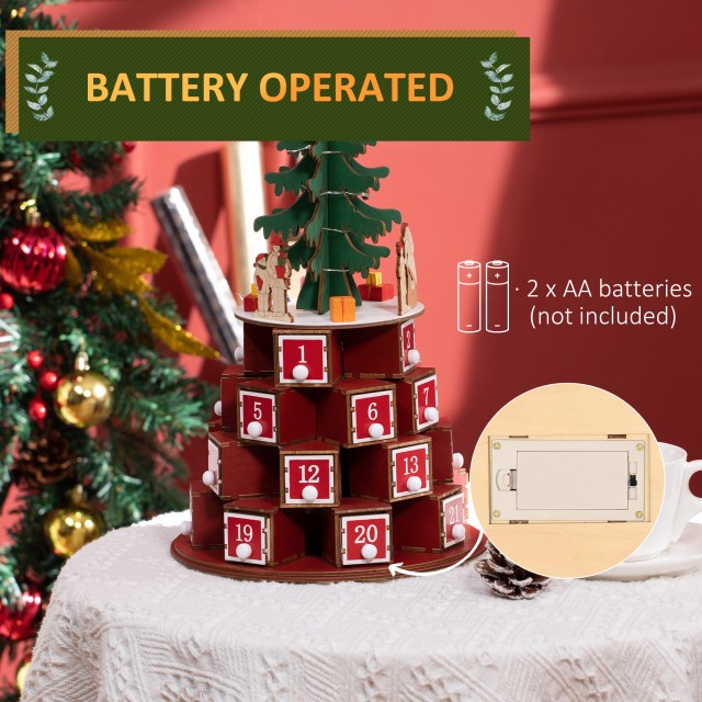 Christmas Cone Advent Calendar με 10 Φωτάκια LED 22 x 22 x 35 cm HOMCOM 830-520V00MX