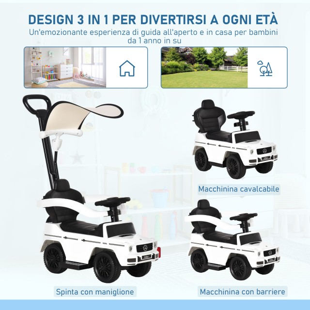 HOMCOM Push Car Model Mercedes-Benz G350 για Παιδιά, Λευκό 370-162WT