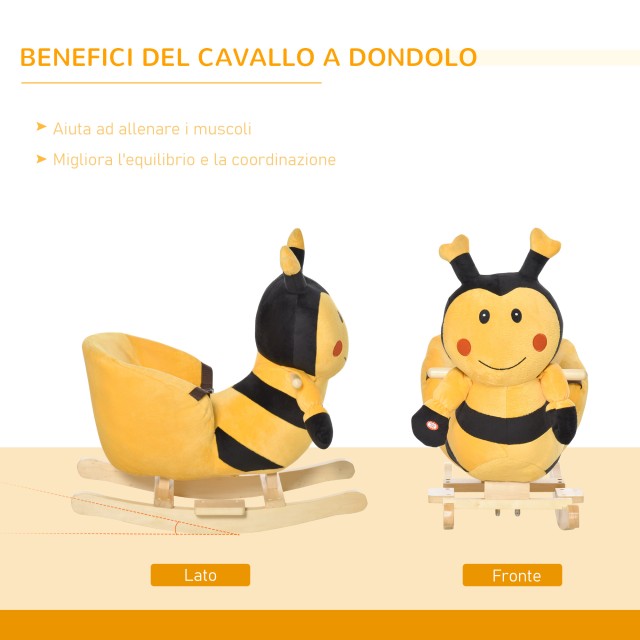 HomCom Wooden Rocking Horse Bee για Παιδιά 60 x 33 x 45 cm Κίτρινο ...