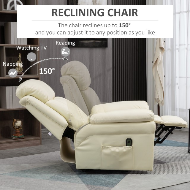 Πολυθρόνα HOMCOM Electric Lifter Relax με παχιά επένδυση και τηλεχειριστήριο, 96x93x105cm, κρέμα 713-013V91CW