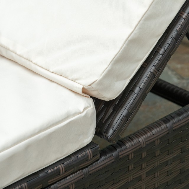 Ξαπλώστρα Outsunny σε PE Rattan με ανακλινόμενη πλάτη 5 θέσεων, 195x68x30cm, καφέ 862-025V01BN