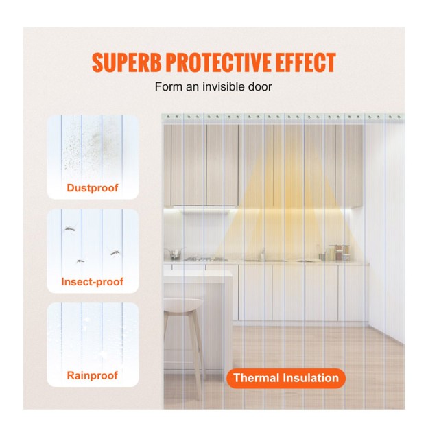 Λωριδοκουρτίνα από PVC Διάφανη 5000 x 20 cm VEVOR JPVC164X81PCSCNTTV0