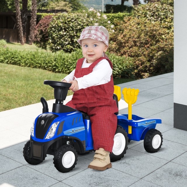 Παιδικό τρακτέρ HOMCOM Ride-on με τρέιλερ, τσουγκράνα και φτυάρι 12...