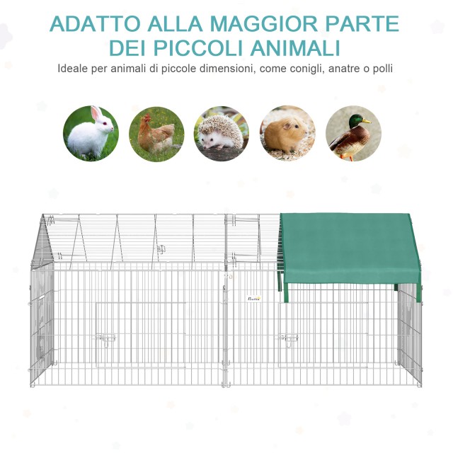 PawHut Pet Run με ατσάλινο κάλυμμα με πόρτες, 220x103x103 cm D51-077V01GN
