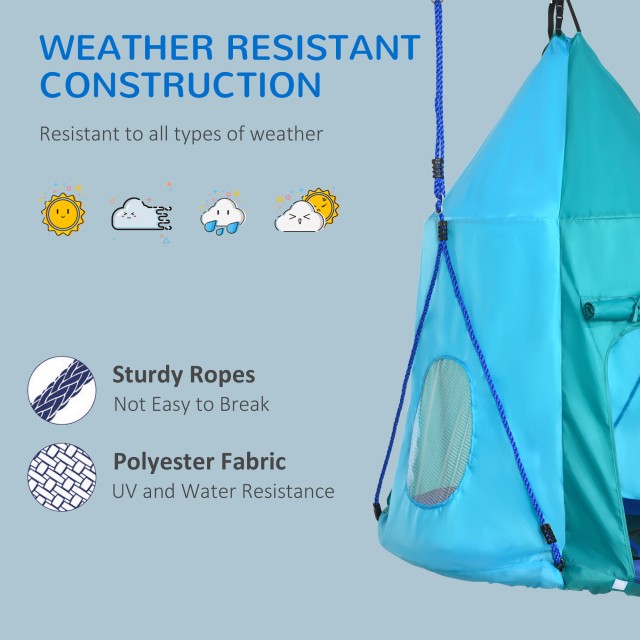 Outsunny Garden Swing με σκηνή για παιδιά 3-8 ετών, Ø100cm και ρυθμιζόμενα σχοινιά, μπλε 344-055V00BU