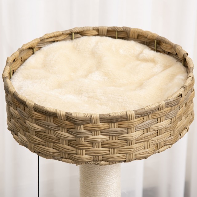 PawHut Scratching Post Tree για ενήλικες γάτες και γατάκια από ρείθρο 95 cm και σπίτι για γάτες σε Rattan και Πολωνούς στο Sisal D30-484