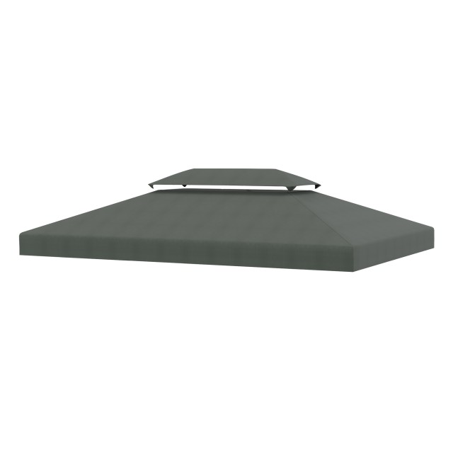 Outsunny 4x3m 2-Tier Polyester Gazebo κάλυμμα με ιμάντες και 10 οπές αποστράγγισης, σκούρο γκρι 84C-102CG