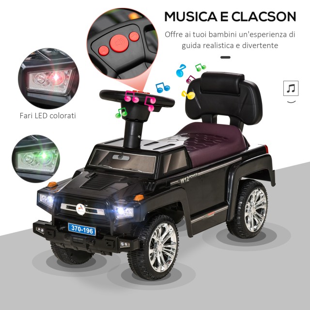 HOMCOM Off-Road Toy Car for Kids Ride-on, Lights and Music, Et? 18-36 μηνών - Μαύρο 370-196BK
