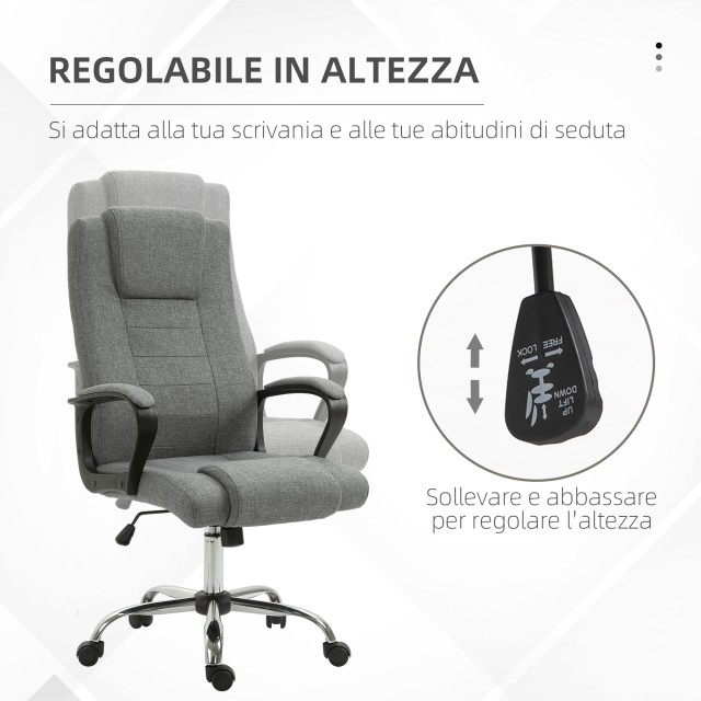 Καρέκλα γραφείου Vinsetto Καρέκλα γραφείου Εργονομική καρέκλα γραφείου με ρυθμιζόμενο ύψος και κλίση γκρι 921-265CG