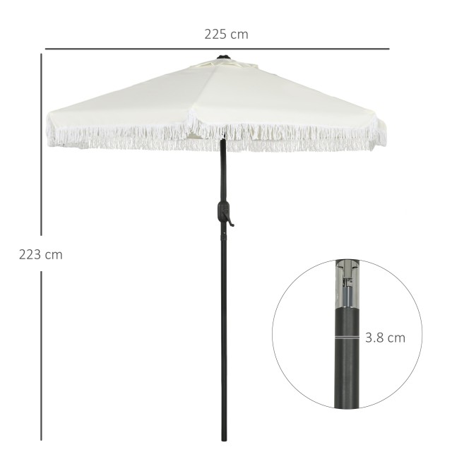 Outsunny Tilting Garden Umbrella 2,3x2,2m με κεντρικό κοντάρι και μανιβέλα, κρέμα 84D-310V00CW