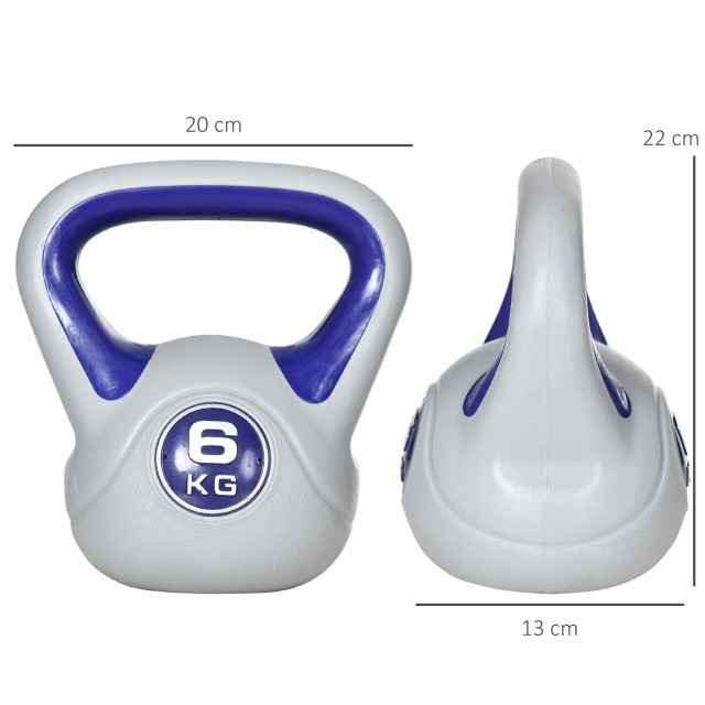 SPORTNOW Kettlebell 6kg με μαλακή επίστρωση και επίπεδη βάση σε PU και άμμο, 20x13x22cm, Μωβ A91-255V02VT