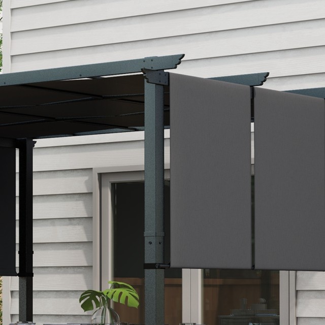 Gazebo Pergola 3x3,5 m με 3 ρυθμιζόμενα κουβούκλια από ατσάλι και πολυεστέρα Anti-UV, Γκρι 84C-480V01CG