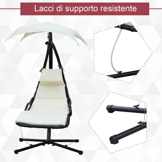 Outsunny Sun Lounger Chaise Longue Ξαπλώστρα με Canopy Cream 190 11...