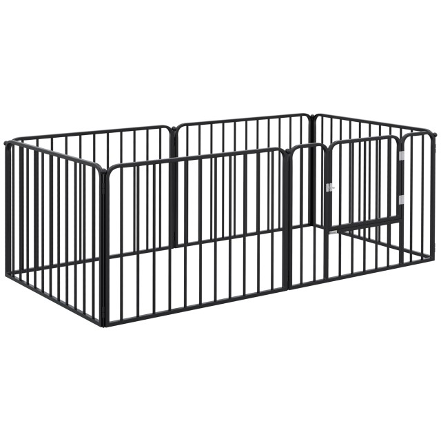 PawHut Dog Fence με 6 αρθρωτά πάνελ εσωτερικού και εξωτερικού χώρου, ατσάλι, 164x83x60 cm, μαύρο D06-202V00BK