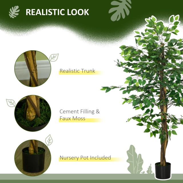 HOMCOM Τεχνητό Φυτό Ficus Ύψος 150 cm για χρήση σε εσωτερικούς και ...