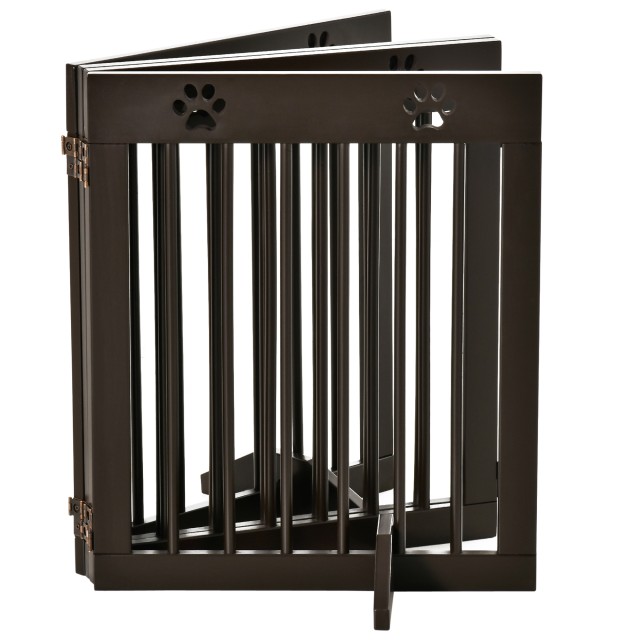 PawHut Folding Small Dog Gate, σε ξύλο πεύκου, 204x30x61 cm, καφέ D06-084BN