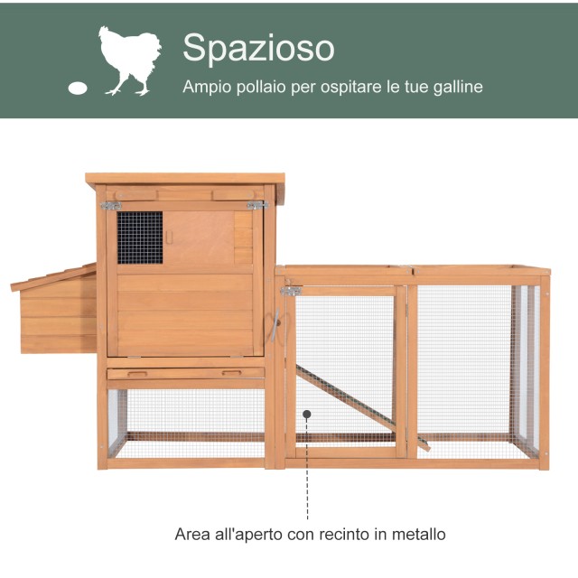 PawHut Garden Chicken Coop Υπαίθριο κοτέτσι με Running Zone και ξύλινη φωλιά 5663-1481