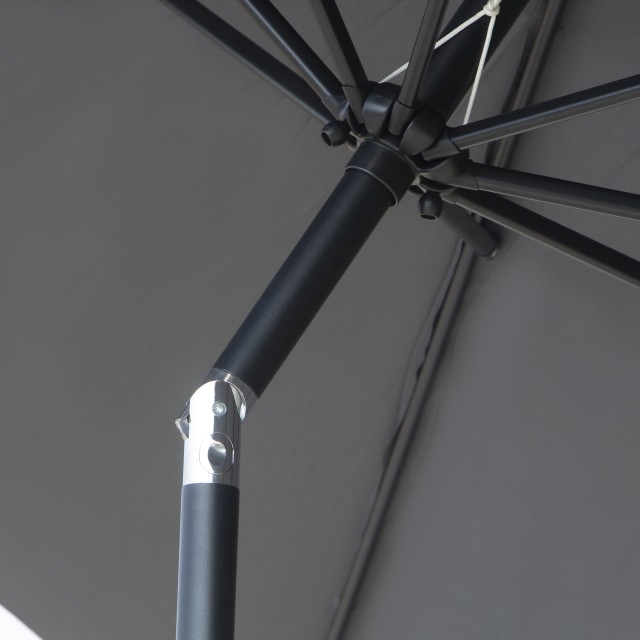 Outsunny Garden Parasol Φ300cm Ανακλινόμενη με μεταλλική μανιβέλα και σκούρο γκρι πολυεστέρα 840-070CG