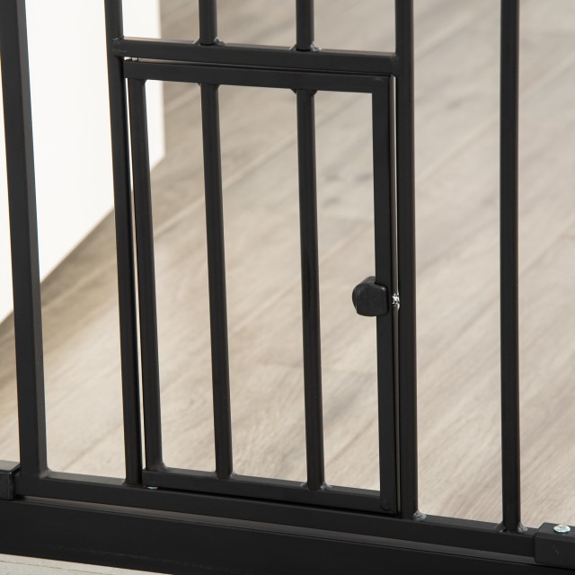PawHut Dog Gate με Push Fit, Επεκτάσιμη από 74-80cm με Αυτόματο Κλείσιμο, Μαύρο D06-122BK