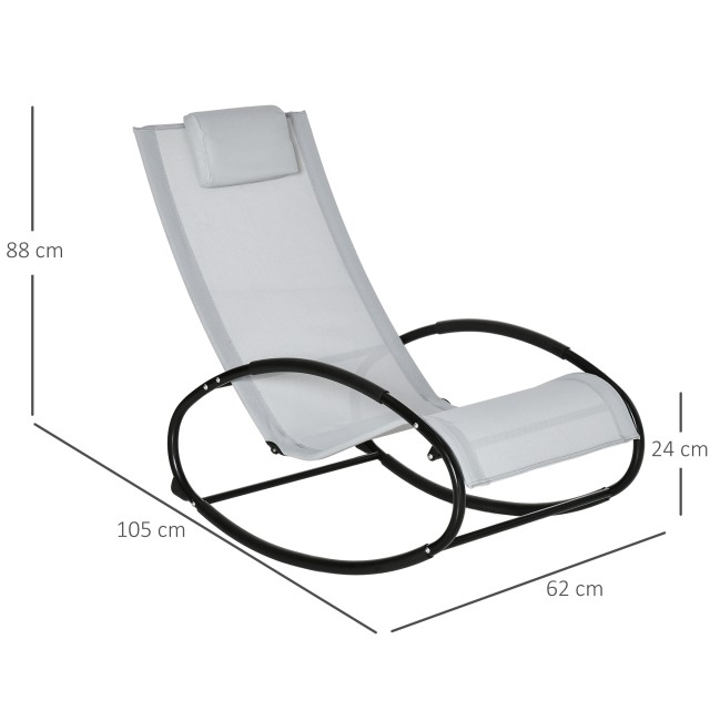 Outsunny Zero Gravity Garden Lounger, κουνιστή πολυθρόνα με μαξιλάρι και αναπνεύσιμο ύφασμα, 105x62x88cm, γκρι 84A-090GY