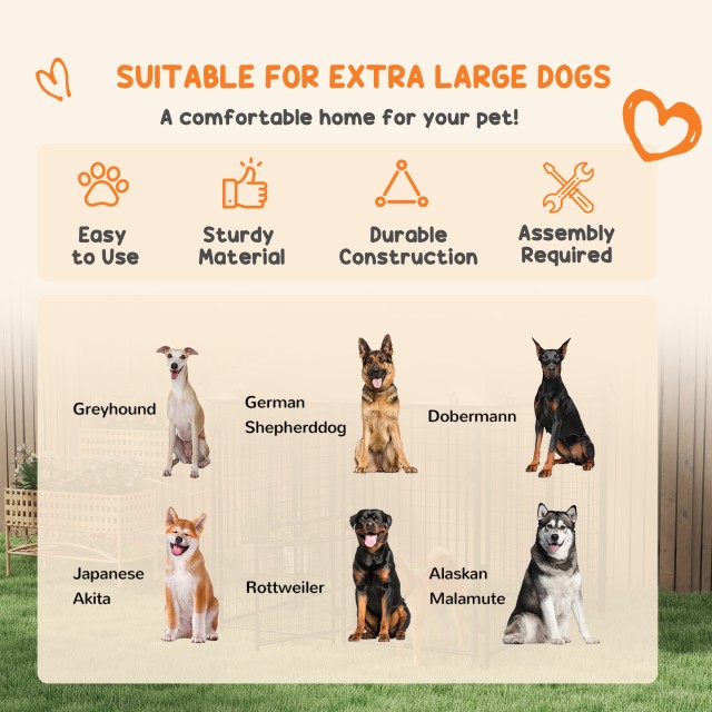 PawHut Outdoor Dog Run με Οροφή και Μεταλλική Πόρτα 2 τμημάτων, 239x121x183cm, Ασημί D02-176V00SR