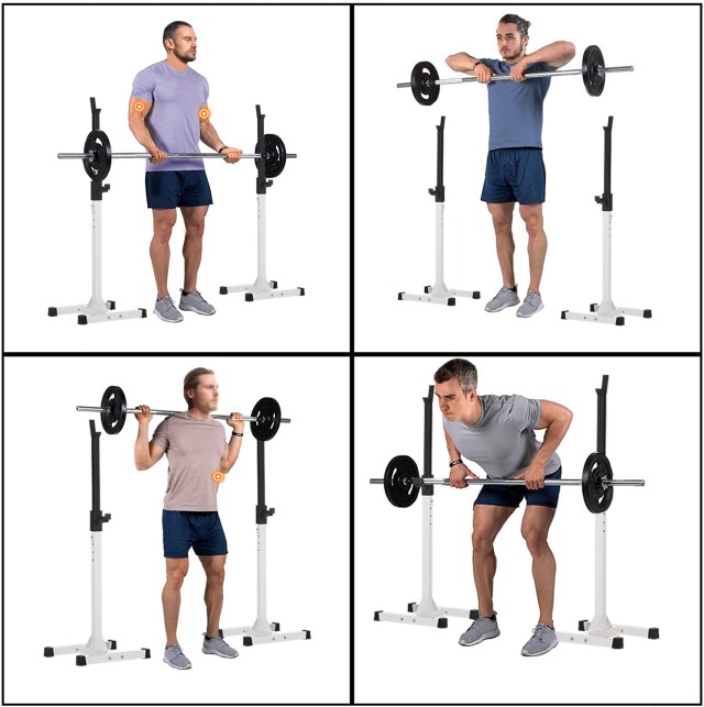 HOMCOM Universal Steel Barbell Rack, Ρυθμιζόμενο ύψος σε 12 επίπεδα, Μέγιστο Φορτίο 150 kg A91-174
