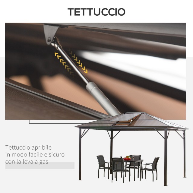 Outsunny Garden Gazebo με ηλιοροφή από πολυανθρακικό Anti-UV 50+ 84C-203