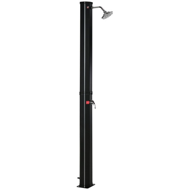 Outsunny Outsunny Outdoor Solar Θερμαινόμενο Ντους 55° με δοχείο και μίξερ 35 λίτρων, μαύρο A20-240