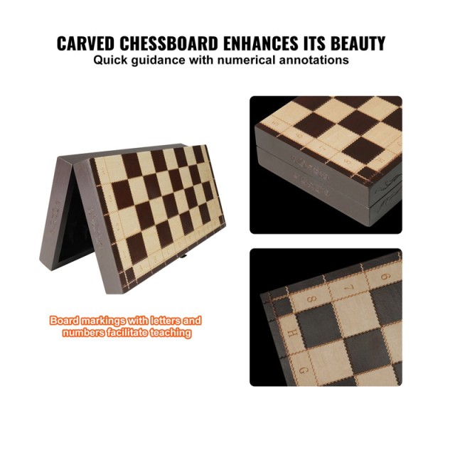 Μαγνητικό Ξύλινο Σκάκι με 34 Πιόνια 29 x 29 x 7 cm VEVOR MZGJXQ12YCSSTUH2IV0