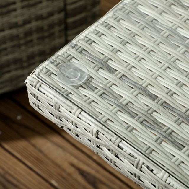 Outsunny 4τμχ Γκρι Rattan Σετ Κήπου με Τραπέζι ρυθμιζόμενου ύψους, 2 Ανακλινόμενες Πολυθρόνες και 2 Θέσιο Καναπέ 860-276V00LR
