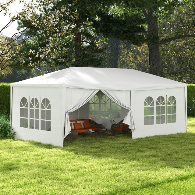 Σκηνή πάρτι Outsunny Gazebo 6x3m με αφαιρούμενα πλαϊνά τοιχώματα, π...