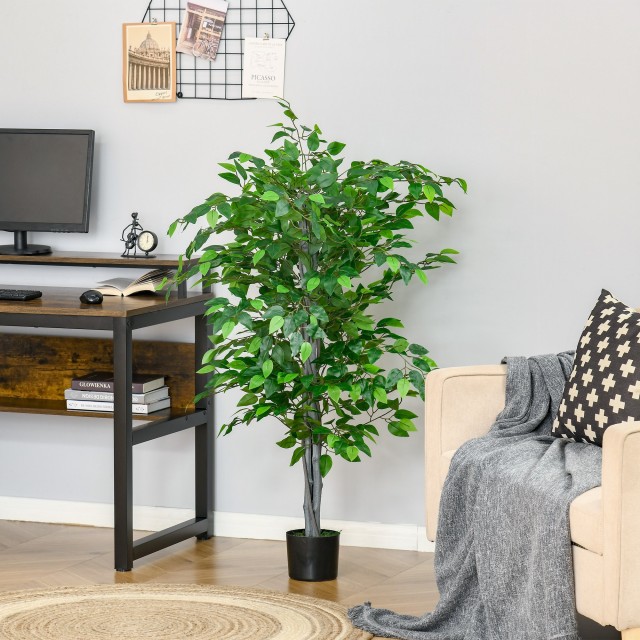 HOMCOM Τεχνητό Φυτό Ficus Ύψος 135cm με Γλάστρα για εσωτερικούς και εξωτερικούς χώρους - Πράσινο 830-432